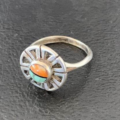 Navajo Blue Turquoise Spiny Oyster Inlay Ring | Sz 5.5 | Authentic Native American Handmade | 11185 - Masha USA