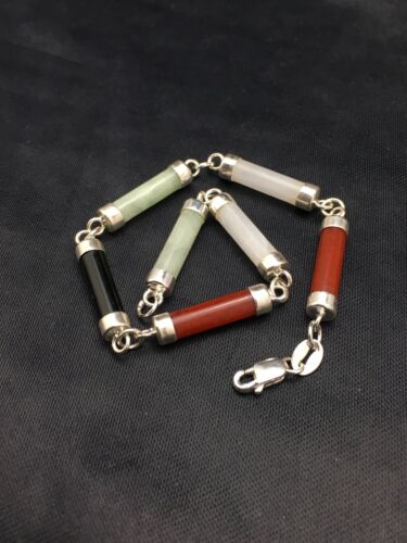 Navajo Turquoise Tube Link Bracelet | Sterling Silver | Authentic Native American Handmade | 4032