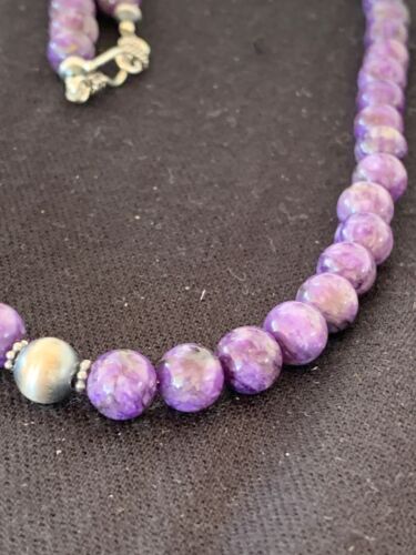 Navajo Purple | Sugilite Bead | Necklace | Sterling Silver | Authentic Native American Handmade | 21" | 4572