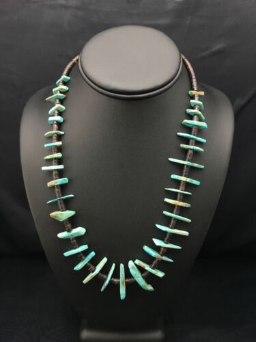 Navajo Green Turquoise & Bone Bead Necklace | Sterling Silver | 20" | Authentic Native American Handmade | 4360