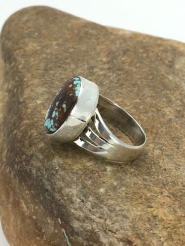 Southwestern Navajo Spiderweb Turquoise Ring | Sterling Silver | Sz 7.5 | 2871