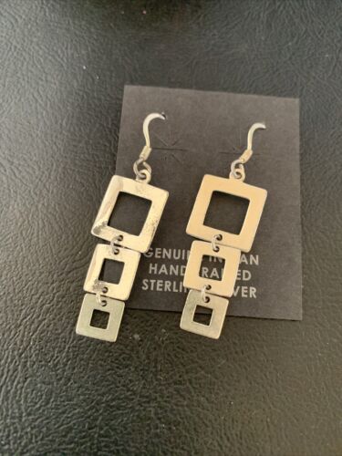 Native American Old Pawn Dangle Earrings | Sterling Silver | 1.5" | 12984