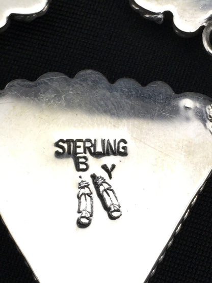 Navajo Spiny Oyster Pendant Necklace | Sterling Silver Lariat | Authentic Native American Handmade | 4904