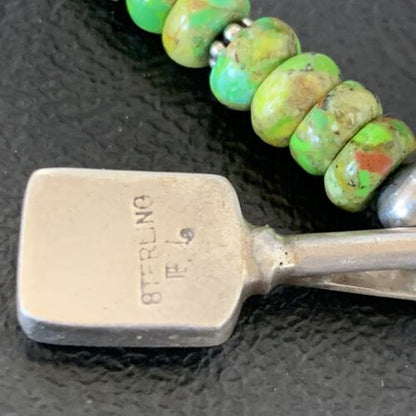 Navajo Green Gaspeite Turquoise Pendant | Sterling Silver | Authentic Native American Handmade | 13266