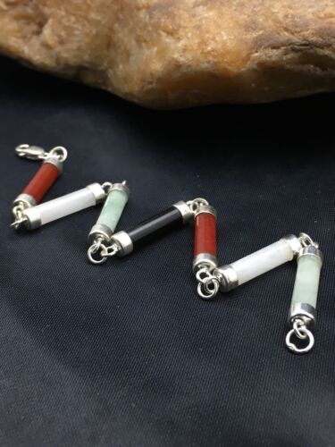 Navajo Turquoise Tube Link Bracelet | Sterling Silver | Authentic Native American Handmade | 4032