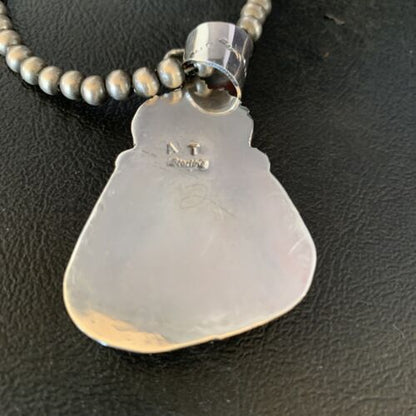 Men's Women's White Buffalo Turquoise Pendant | Sterling Silver Necklace | Authentic Native American Handmade | 14199