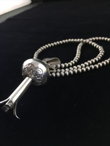 Navajo Sterling Silver Necklace | Large Naja Pendant 4" | Authentic Native American Handmade | 1673 - Masha USA