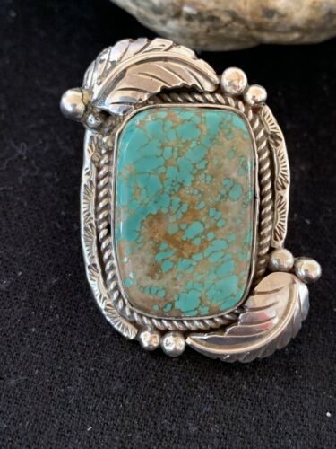 Native American Navajo Green Turquoise #8 Ring | Sterling Silver | Sz 10 | 147