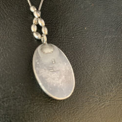 Navajo Blue Turquoise Shadowbox Pendant | Sterling Heishi Necklace | Authentic Native American Handmade | 13690