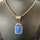 Navajo Denim Lapis Necklace with Pendant | Sterling Silver Pearls | Authentic Native American Handmade | 12440