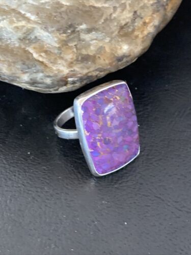 Adjustable Navajo Purple Mojave Turquoise Ring | Sterling Silver | Sz 9 | 11603