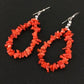 Native American Sterling Silver Navajo Red Coral Earrings | 2" | 1086