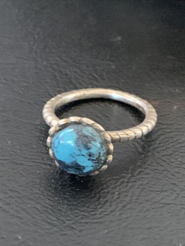 Navajo Blue Kingman Turquoise Pinky Ring | Sterling Silver | Sz 4.5 | Authentic Native American Handmade | 12461