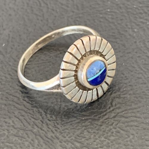 Native American Women's Navajo Blue Lapis Sugilite Inlay Ring | Sz 7 | 11200