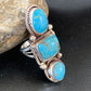 Navajo Blue Turquoise Cluster Ring | Authentic Native American Sterling Silver | Multi-Stone | Sz 10 | 2119