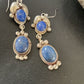 Native American Navajo Denim Lapis Dangle Earrings | Sterling Silver | 2" | 1681