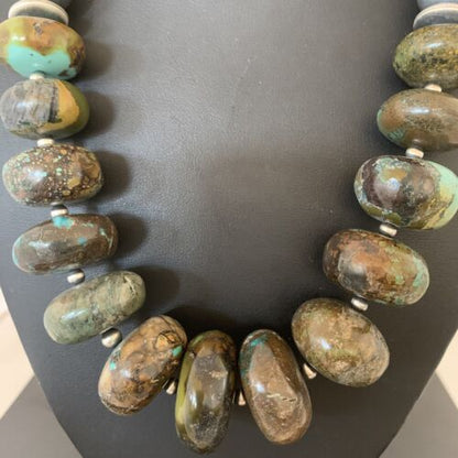 Navajo Pearl Jewelry | Graduated Sterling Silver Turquoise Necklace | Authentic Native American Handmade | 20" | 01753 - Masha USA