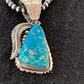 Men's Kingman Turquoise Pendant Necklace | Navajo Pearls | Sterling Silver | Authentic Native American | 4300