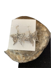 Native American Southwestern Sterling Silver Butterfly Earrings | 1" | 1519