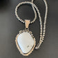 Men's Navajo White Buffalo Turquoise Pendant Necklace | Sterling Silver | Authentic Native American Handmade | 11846