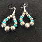 Navajo Turquoise Bead Earrings | Sterling Silver | Stamped | Native American | 10202