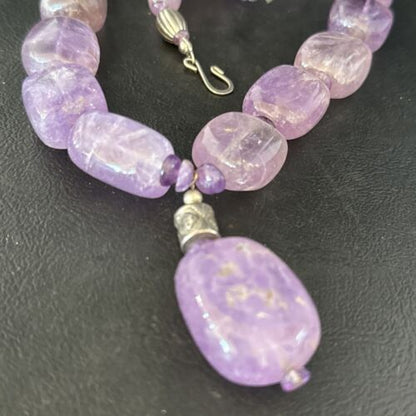 Navajo Purple Amethyst Necklace | Sterling Silver | 22" | Authentic Native American Handmade | 14296