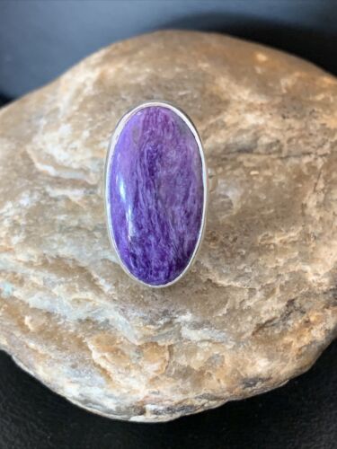 Navajo Purple Charoite Ring | Sterling Silver | Sz 7.5 Adjustable | Authentic Native American Handmade | 10527