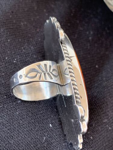 Native American Men's Navajo Spiny Oyster Ring | Sterling Silver | Sz 7 | 00998