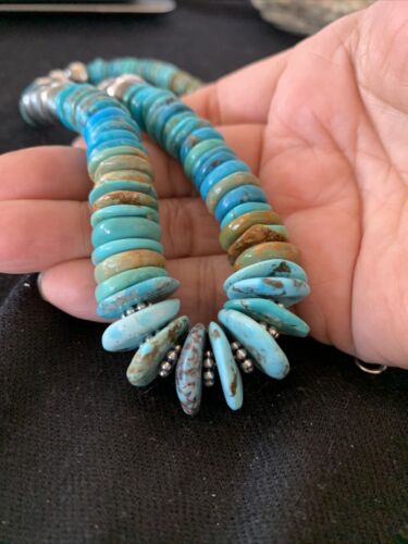 Navajo Pearls Graduated Turquoise Necklace | Sterling Silver | Authentic Native American | 24" | 826