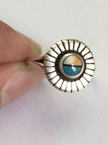 Navajo Opal & Turquoise Inlay Ring | Sterling Silver | Sz 7.5 | Authentic Native American Handmade | 1705