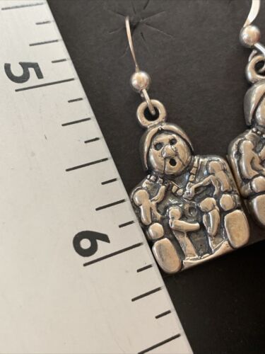 Navajo Storyteller Dangle Earrings | Sterling Silver | 1.5" | Authentic Native American Handmade | 12986