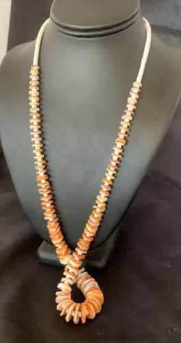 Navajo Turquoise, Orange Spiny Oyster, Pink Shell Necklace | Sterling Silver | Authentic Native American | Graduated | 28" | 12257