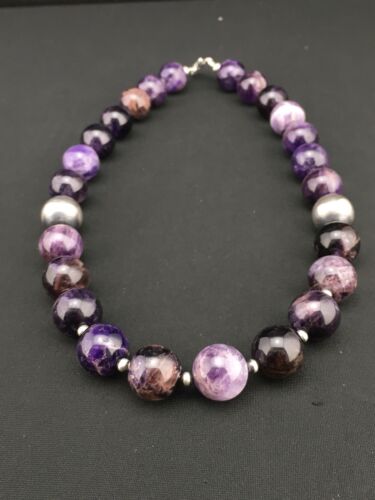 Navajo Purple Amethyst Necklace | Sterling Silver | Native American Handmade | 19" | 1281