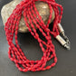 Navajo Red Coral 5-Strand Necklace | Sterling Silver Barrel Beads | 22" | Authentic Native American Handmade | 10438