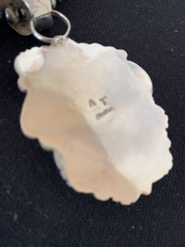 Navajo Pearls Necklace with White Buffalo Turquoise Pendant | Sterling Silver | Authentic Native American Handmade | 349