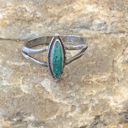 Navajo Green Malachite Ring | Sterling Silver | Sz 5.5 | Authentic Native American Handmade | 10873