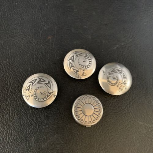 Native American Sterling Silver Button Covers | 0.8" | Navajo Set of 4 | Handmade | 13732