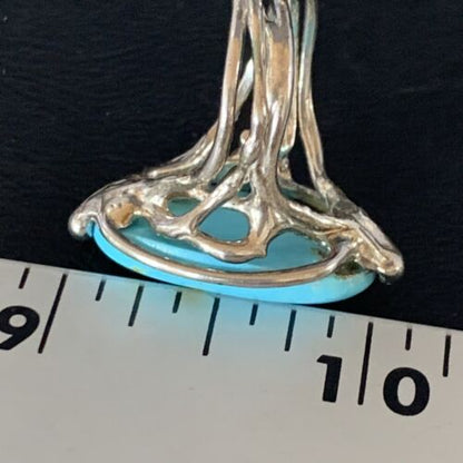 Navajo Blue Kingman Turquoise Ring | Sterling Silver Adjustable Wire | Sz 8 | 13543