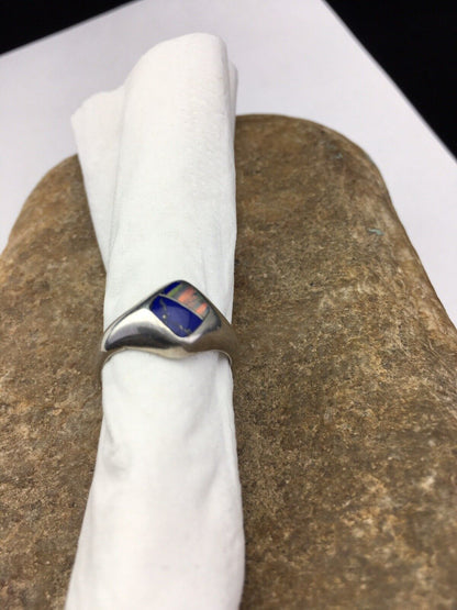 Southwestern Navajo Opal & Turquoise Inlay Ring | Sterling Silver | Sz 6 | 1711