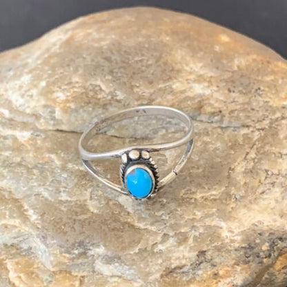 Southwestern Old Pawn Navajo Blue Turquoise Ring | Sterling Silver | Sz 9.5 | 10772