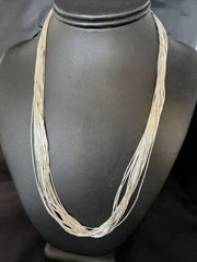 Handmade Liquid Heishi Necklace | 20 Strands Sterling Silver | 22" Silver Tubes | 14708