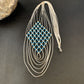 Navajo Blue Turquoise Liquid Heishi Necklace | 7 Strand Sterling Tubes | 18" | Authentic Native American | 12626
