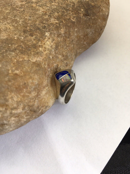 Southwestern Navajo Opal & Turquoise Inlay Ring | Sterling Silver | Sz 6 | 1711