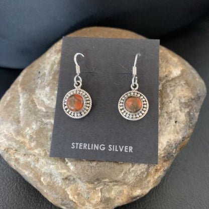 Navajo Spiny Oyster Earrings | Sterling Silver | Minimalist Native American Handmade | 12831