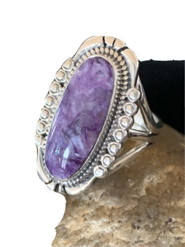 Native American Navajo Purple Charoite Ring | Sterling Silver | Sz 9 | 1453