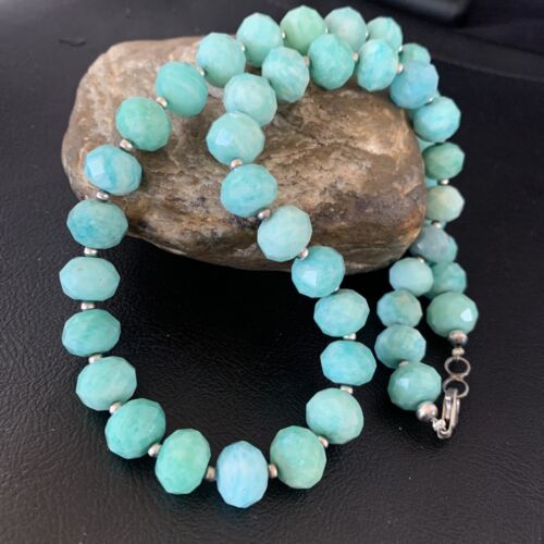 Navajo Chunky Amazonite Bead Necklace | Sterling Silver Pearls | 20" | Authentic Native American Handmade | 13410