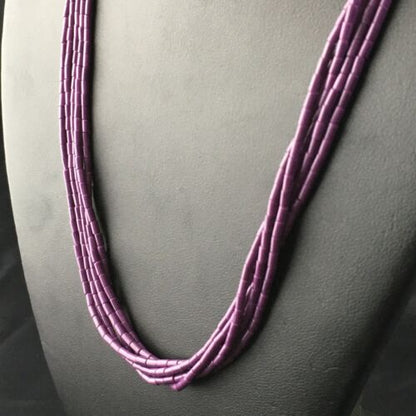 Navajo Sugilite 5-Strand Heishi Necklace | Sterling Silver Tubes | 19" | Authentic Native American Handmade | 10165