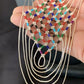 Multi-Color Liquid Silver Heishi Necklace | 7 Strand Sterling Silver Tubes | 18" | 12624