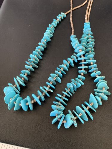 Native American Santo Domingo Shell Chip Turquoise Necklace | 26" | 11999 - Masha USA