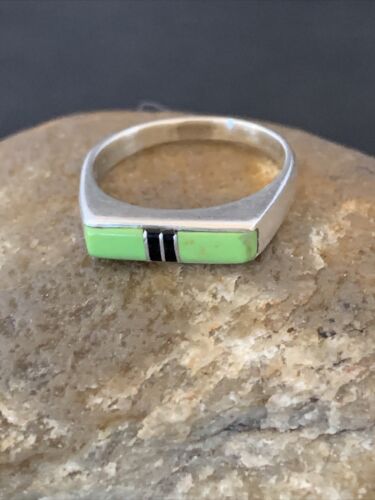Native American Women's Navajo Green Gaspiete Onyx Inlay Ring | Sz 6.5 | 11154